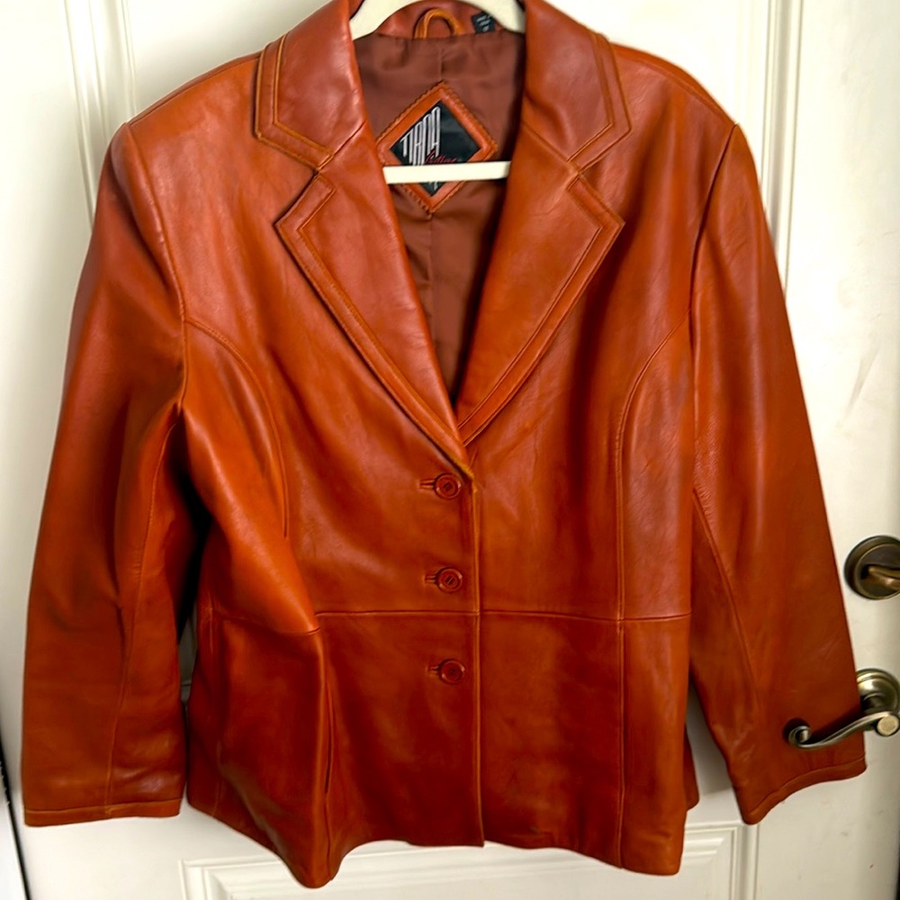 Super Soft Brown Leather Blazer / Jacket 1X